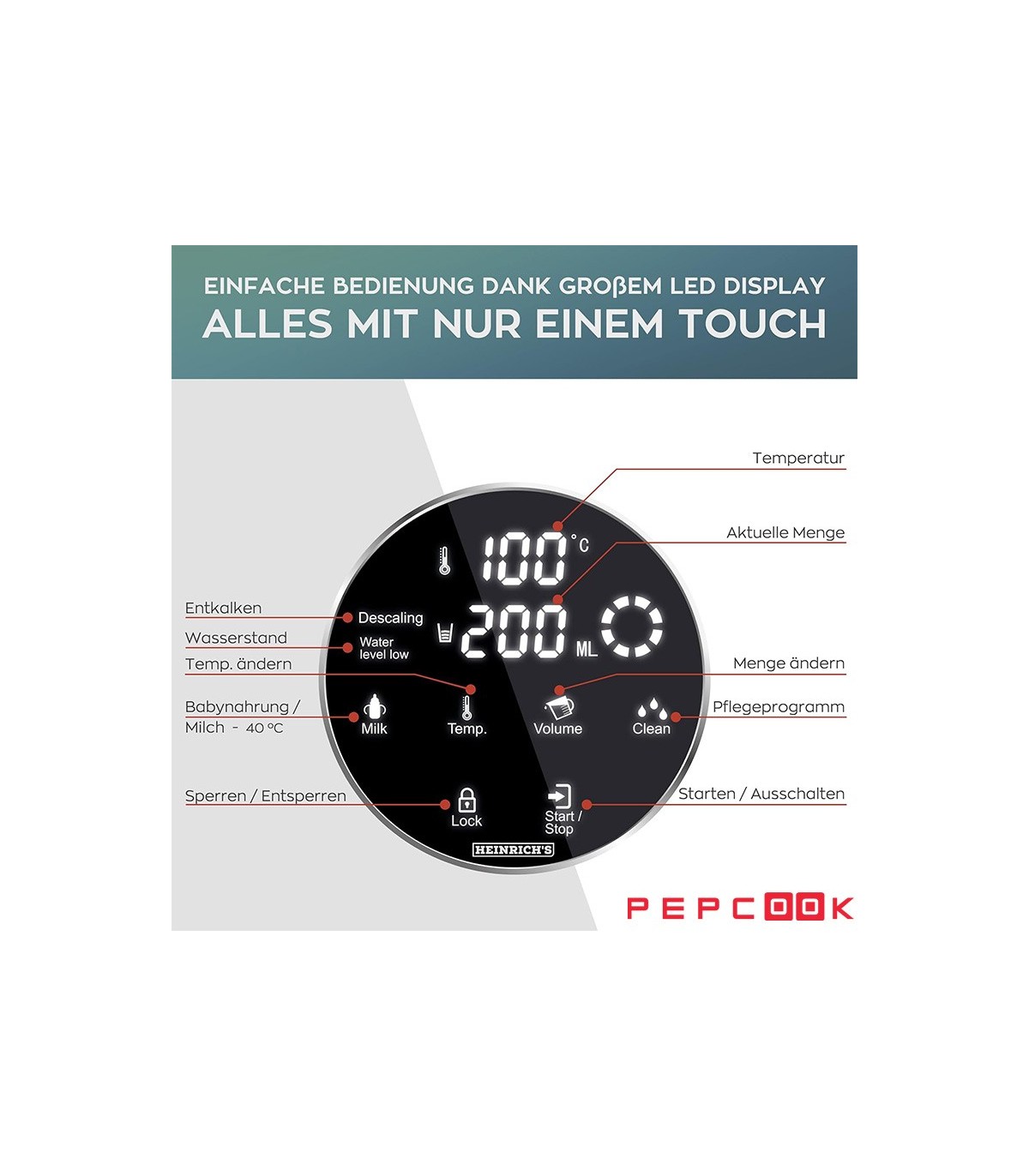 آب جوش کن اتوماتیک لمسی هنریچ مدل HWS 8731