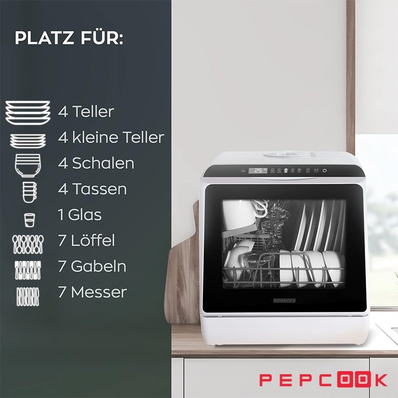 مینی ماشین ظرفشویی 4 نفره هنریچ مدل HTG 8841