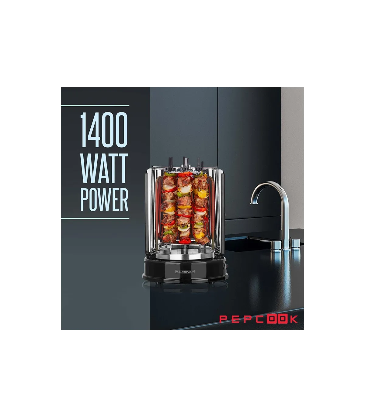 دنر ساز و کباب پز حرفه ای هنریچ HDG 8687 با توان 1400 وات