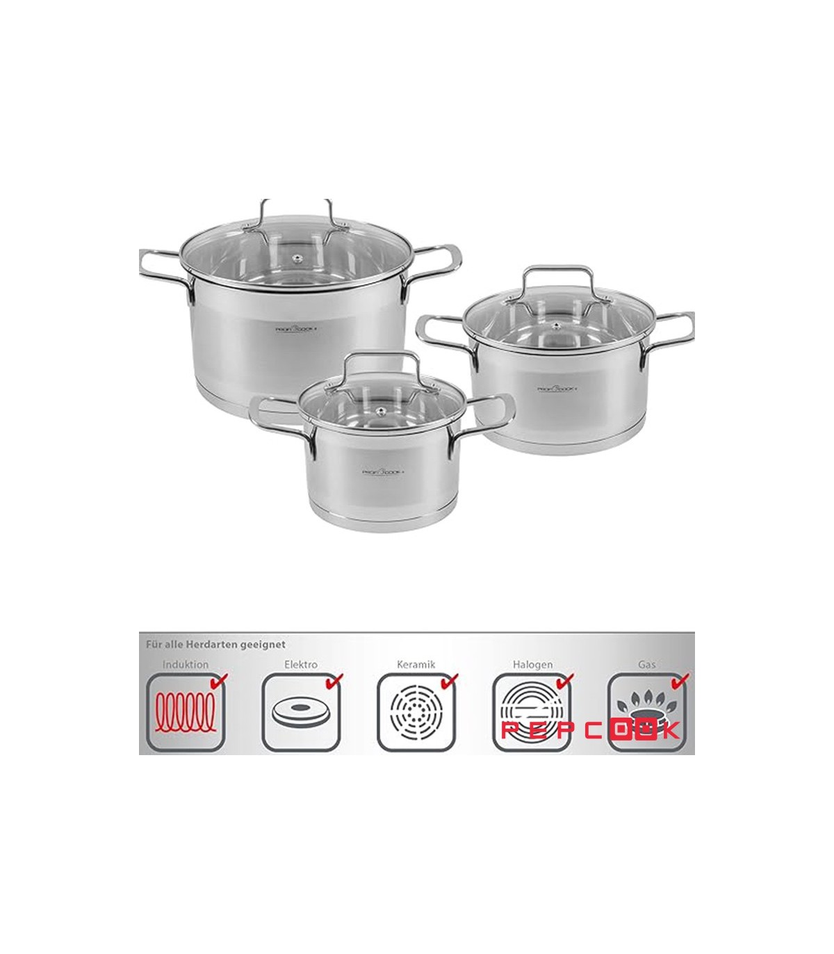 سرویس قابلمه 6 پارچه استیل ضد زنگ پروفی کوک مدل 1223