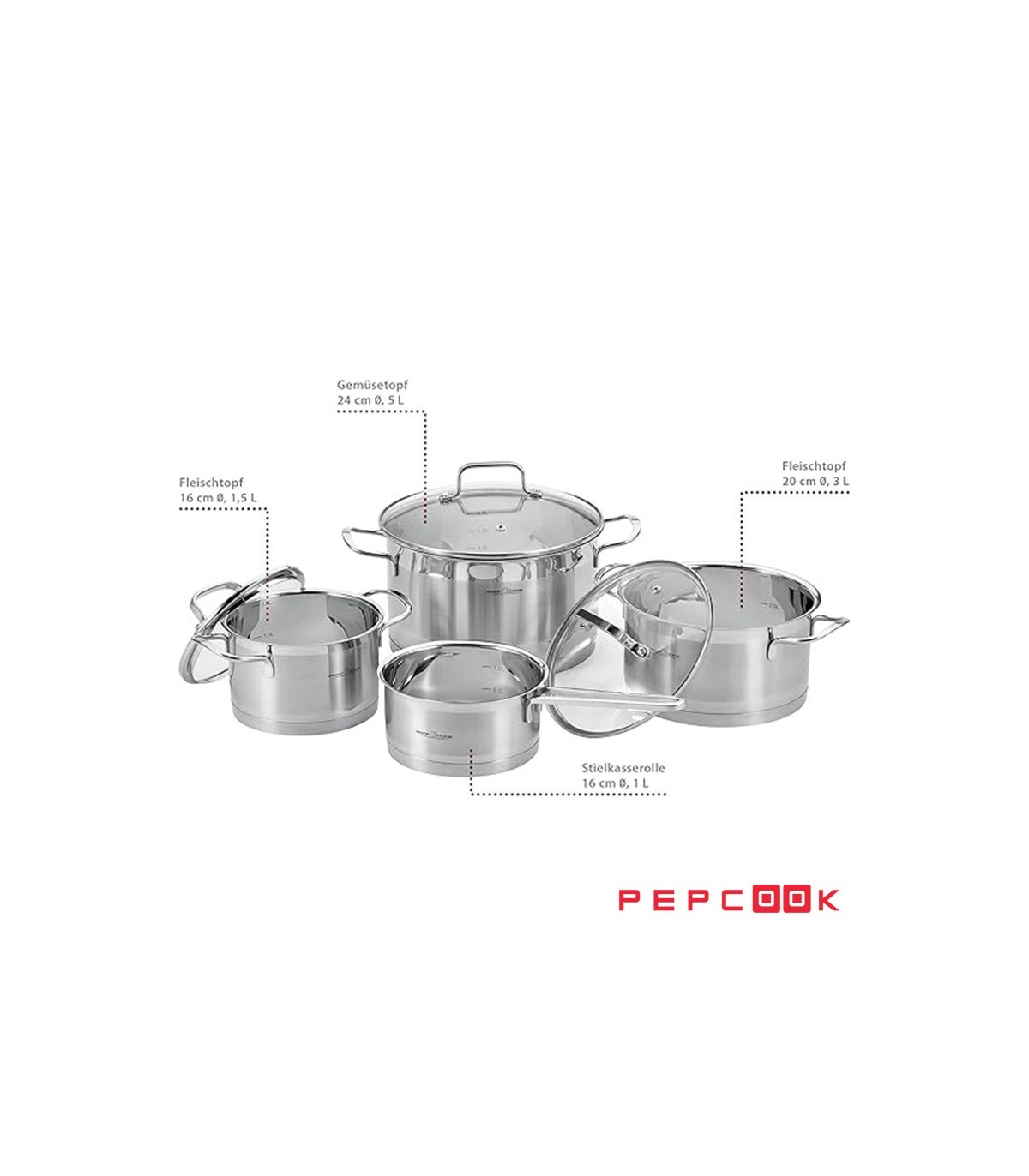 سرویس قابلمه 7 پارچه حرفه ای پروفی کوک مدل PC-KTS 1224