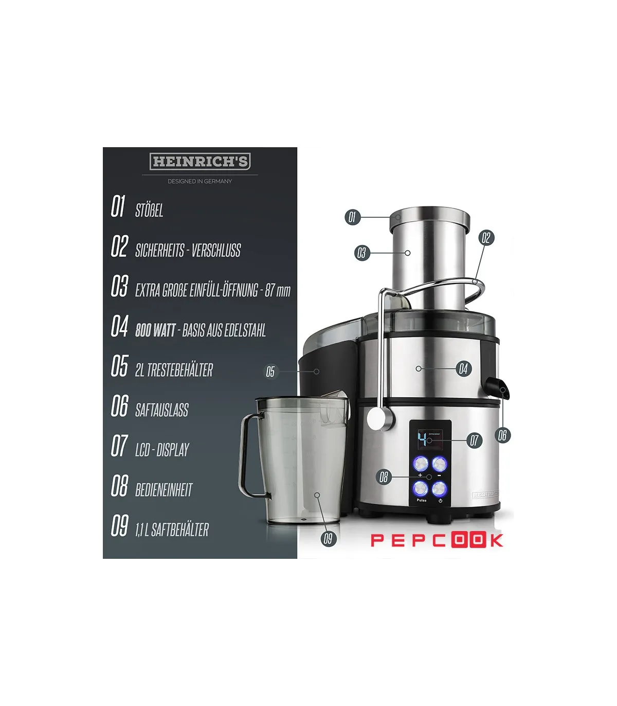 آبمیوه گیر حرفه ای خانگی هنریچ مدل HPJ 8694