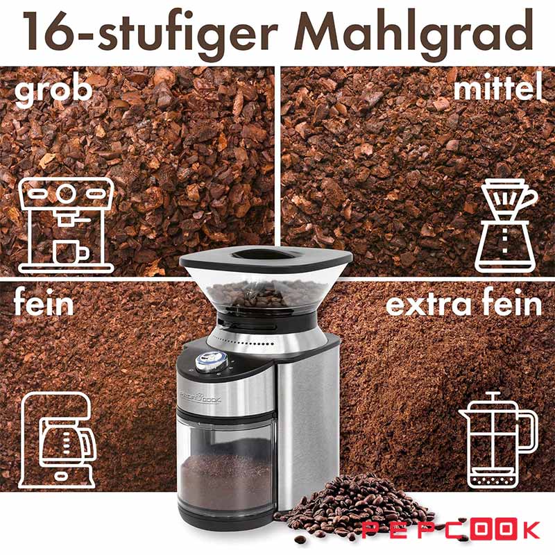 آسیاب پروفی کوک 1205 مجهز به 16 حالت آسیاب کردن مختلف