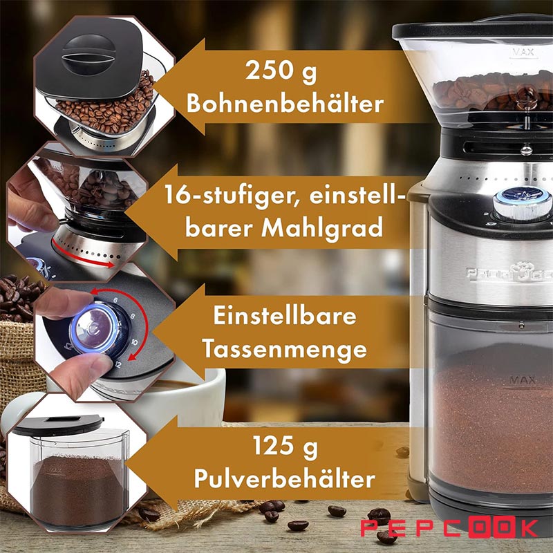 ظرفیت های آسیاب قهوه PC-EKM 1205